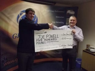 Joe was winner of Crediton United FC Christmas draw