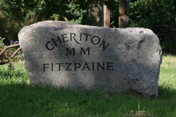 The welcoming sign commemorating the millennium at the entrance to Cheriton Fitzpaine.  AQ 6949