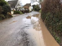 Roads flooding at Kennerleigh near Crediton because drains and gulleys not cleared