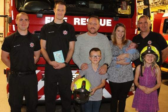 Crediton firefighters thanked for assisting at birth of baby Thomas