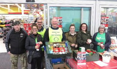 Collecting food donations at Crediton Tesco for people in crisis in the UK