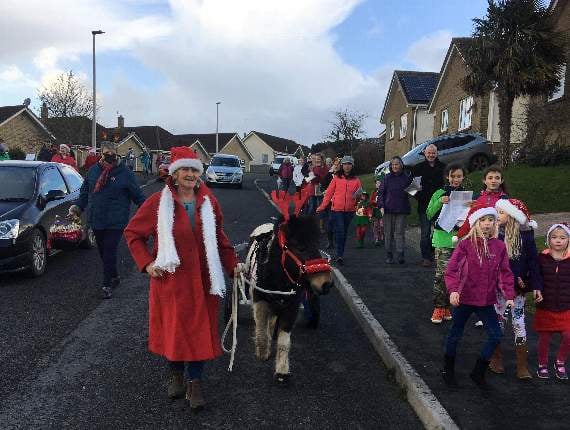 Patch the pony took festive cheer to Tedburn St Mary and Pathfinder