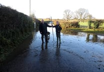 Flooded roads at Yeoford
