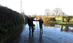 Flooded roads at Yeoford
