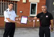 Crediton fire crew commended for actions by fire chief