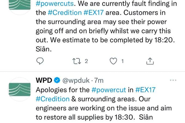 UPDATE ATTACHED: 544 Crediton area homes suffered Christmas Day power cut