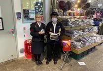 Salvation Army in Pannier Market collecting for Ukraine Appeal 