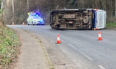 
Lucky escape for driver when van overturned