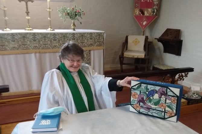 The Rev Jenny Frances dedicated Fred’s kneeler at Holy Trinity Church.  

