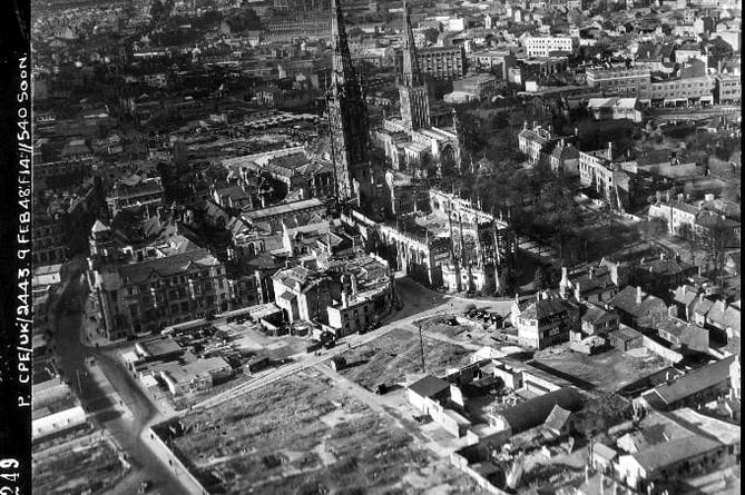 EMBARGO 00.01AM TUESDAY MARCH 22, 2022

This post-war view of Coventry taken in 1948 shows the effects of the blitz and acts as a reminder that bomb damage was a feature of many British towns and cities long after the war had ended. See SWNS story SWBRsky; Historic England launches Aerial Photograph Explorer tool with 400,000 birds' eye images of Britain dating back 100 years - including landmarks, monuments and villages. Aerial imagery provides a fascinating insight into the development and expansion of the nationâs urban centres and changes to the rural landscape. It can also reveal striking discoveries - such as âcropmarksâ showing hidden, archaeology beneath the surface.