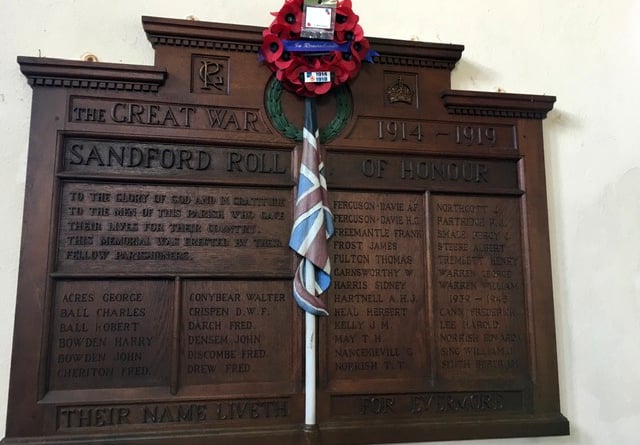 A new home is being sought for the Sandford World War One/Two Roll of Honour plaque (pictured).  Photo: M Vallance

