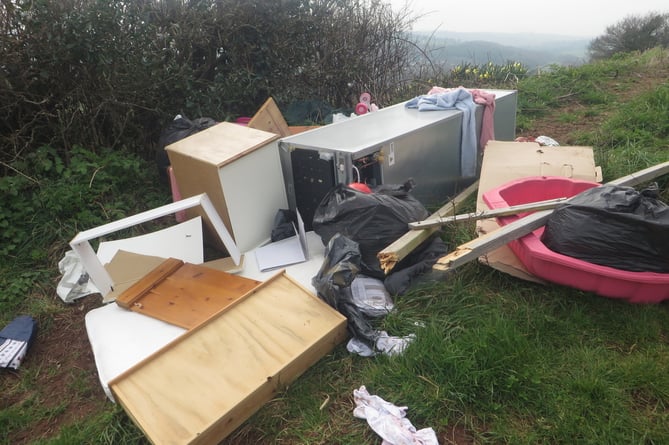 One heap of household goods tipped in a gateway, including baby clothes, broken furniture and what looked like a fridge.  SR 1374
