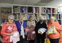 Hot Pins Knit and Natter group knitting for Ukraine