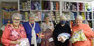 Hot Pins Knit and Natter group knitting for Ukraine