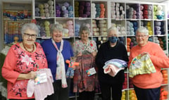 Hot Pins Knit and Natter group knitting for Ukraine