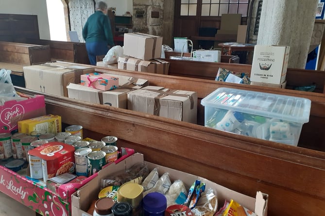 Donations delivered to Spreyton Parish Church.   Photo: Judith Talbot