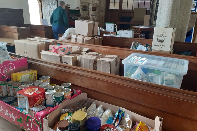 Donations delivered to Spreyton Parish Church. Photo: Judith Talbot