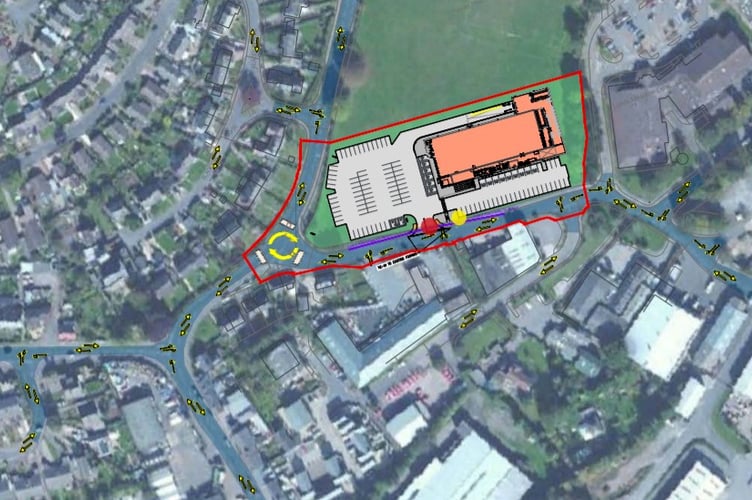 A map of where the proposed Lidl store would be located if approved.  Image courtesy of One Design Architects

