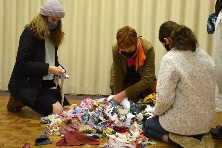 Young people taking part in the Significant Seams workshop in the Boniface Centre in Crediton.