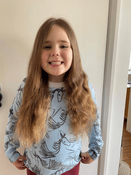 Evie-Mae (6), who is raising funds and donating her hair to The Little Princess Trust.
