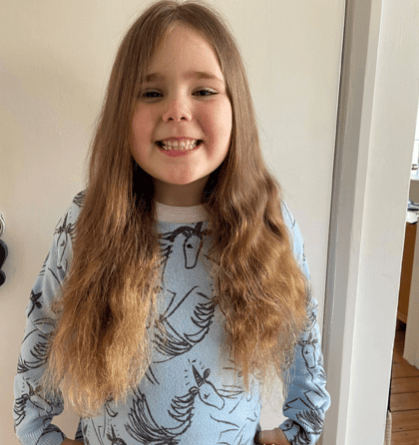 Evie-Mae (6), who is raising funds and donating her hair to The Little Princess Trust.

