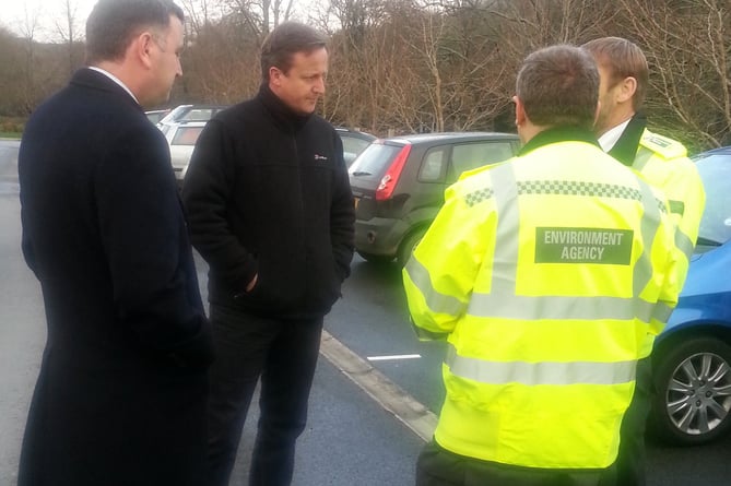 Mel Stride and David Cameron in Buckfastleigh in November 2012, during the terrible flooding of 2012, which prompted the PM to visit Buckfastleigh.
