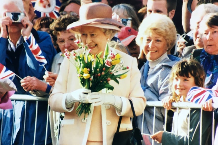 The Queen during her visit to Exeter on May 1, 2002. AQ 5890