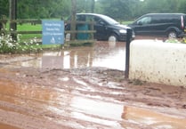 Roads passable with care at Yeoford after thunderstorm
