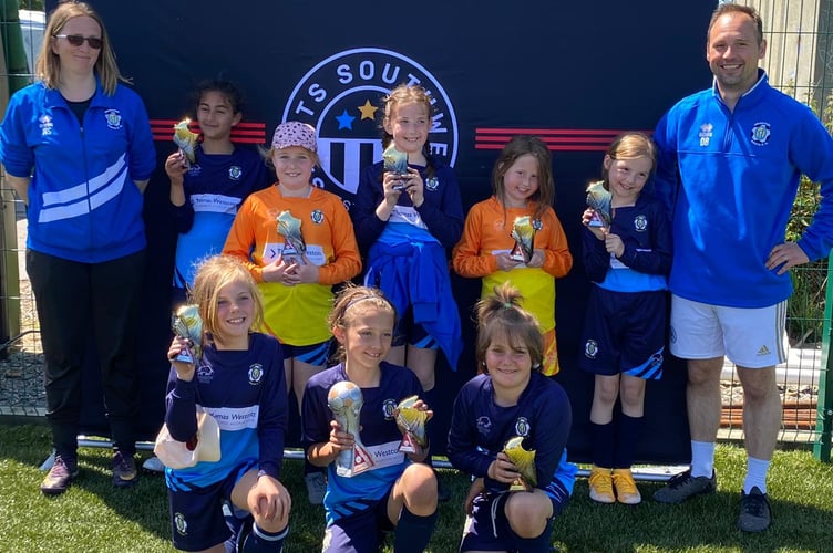 Crediton Youth FC U9 Girls after their win.
