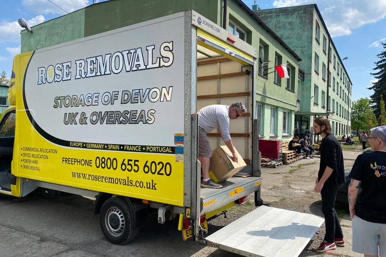 Unloading items at a Women and Children’s Refuge in Ukraine.
