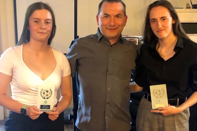 Sean, centre, with supporters player of the year - Rowan Karkeek and Cheyanne Coakley.