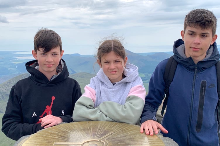 Dylan, Ellie and Lewis at the top of Mount Snowden.