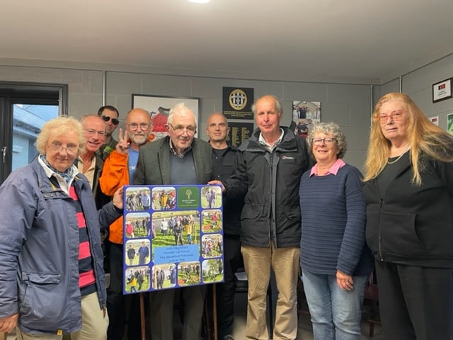 Sandford Parish Councillors and clerk with Councillor Michael Lee on his 90th birthday.