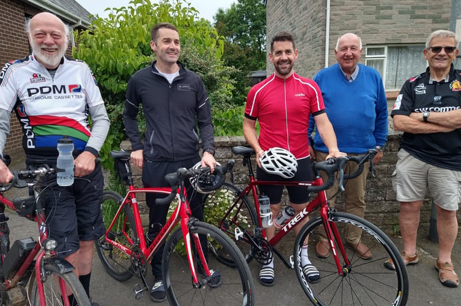 Five go on a cycle ride, from left, Martin Greig, Sean Schofield, Nathan Redstone, Pete Martin and Andy Miller.
