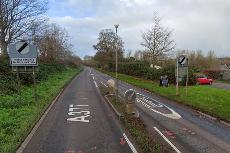 The A377 road by Quicke's farm shop at Newton St Cyres (Image: Google Maps)
