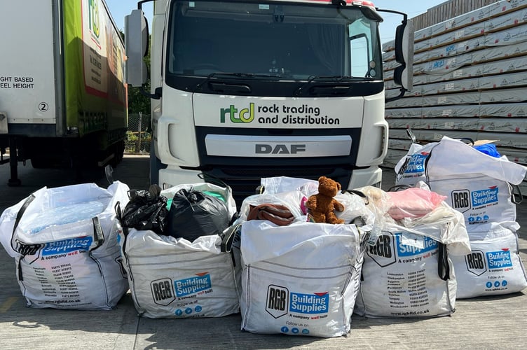 Some of the items donated to RGB Building Supplies’ appeal to help Ukrainian citizens.
