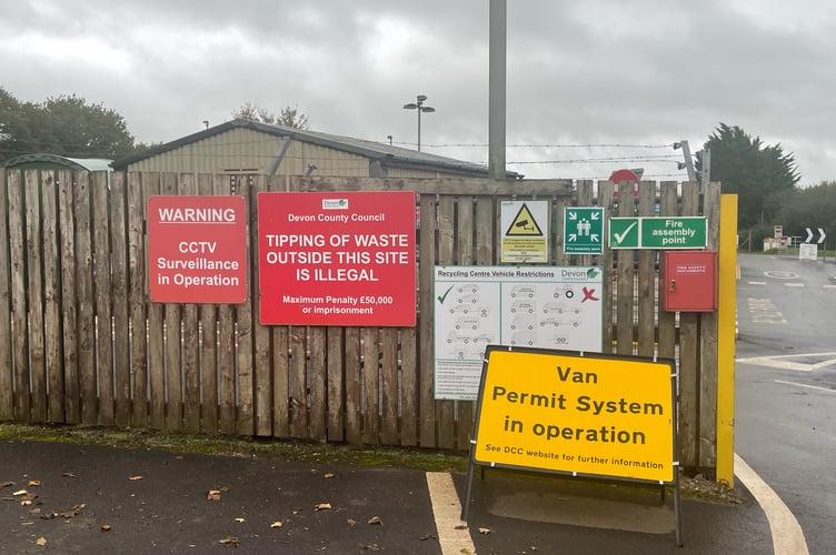 The new van rules sign outside the Punchbowl Centre at Crediton.
