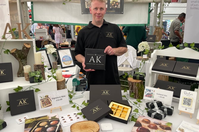 Andrew King with his stall at the Okehampton Show this summer.  AQ 3097
