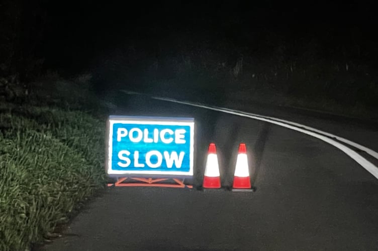 One of the road signs on the approach to the second accident at Dewsmoor at Crediton.