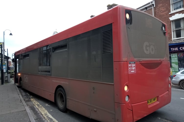 The dirty windows on the buses last week.  Photo contributed. 
