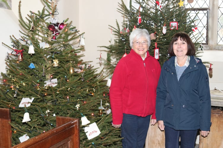 Coldridge Christmas Tree Festival organiser Jo Dike, left and Sue Lawrence, at a previous Coldridge Christmas Tree Festival.  AQ 6616
