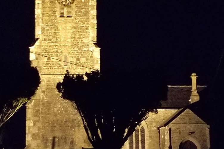 St Matthew's Church at Coldridge is being lit up again to mark the festive season. Photo: John Dike
