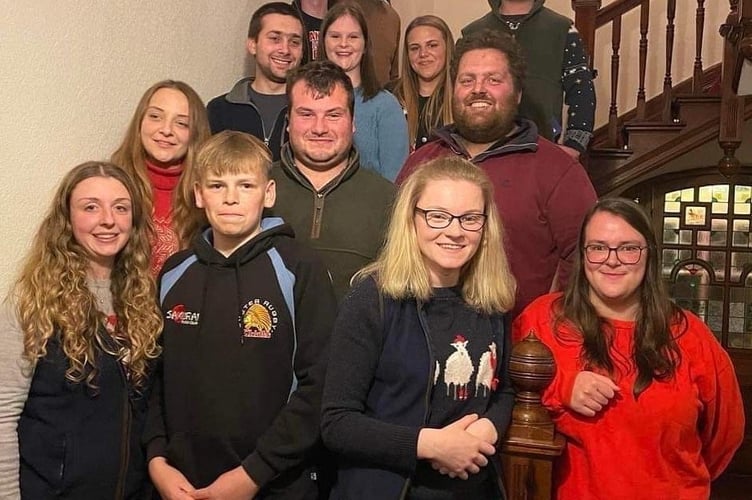 Newton St Cyres YFC members who took part in a carol singing evening.