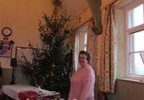 Christmas tree almost touched the ceiling at Hittisleigh Fair