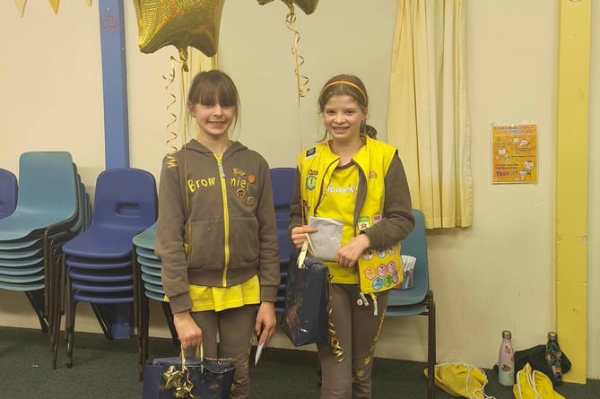 Crediton Brownies Anastazia and Isla, who have received they Gold Awards, the highest award a Brownie can achieve.
