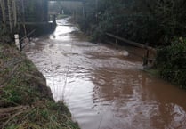 Road seriously flooded near Yeoford