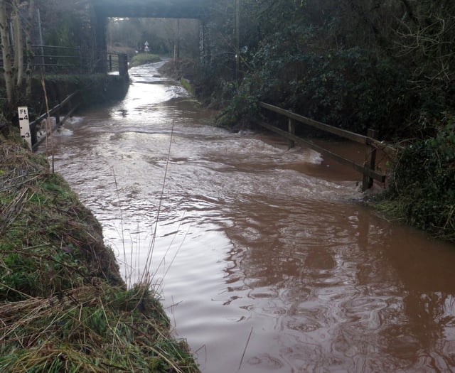 Road seriously flooded near Yeoford