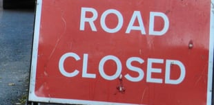 Road closure on Commercial Road, Crediton