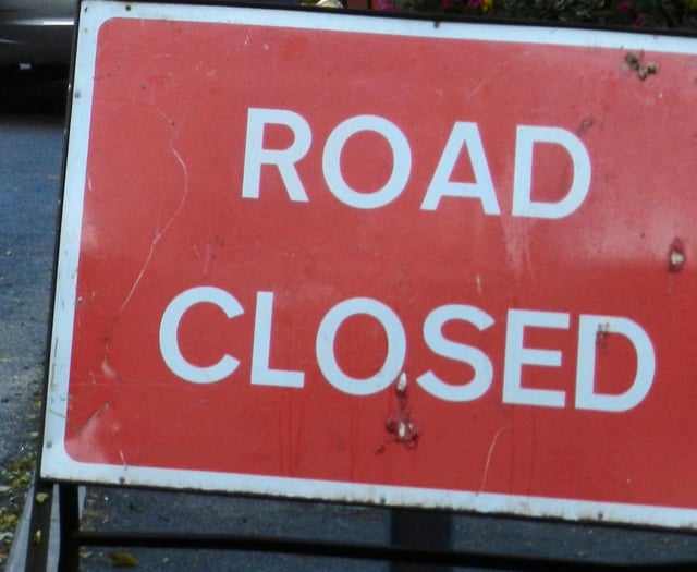 Road closure on Commercial Road, Crediton