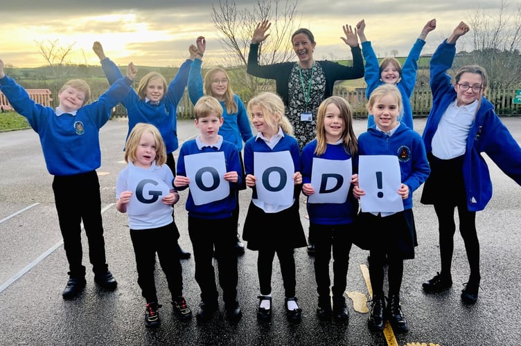 Claire Theedom, Head of School at Cheriton Fitzpaine, pictured with the Autumn Term School Council.
